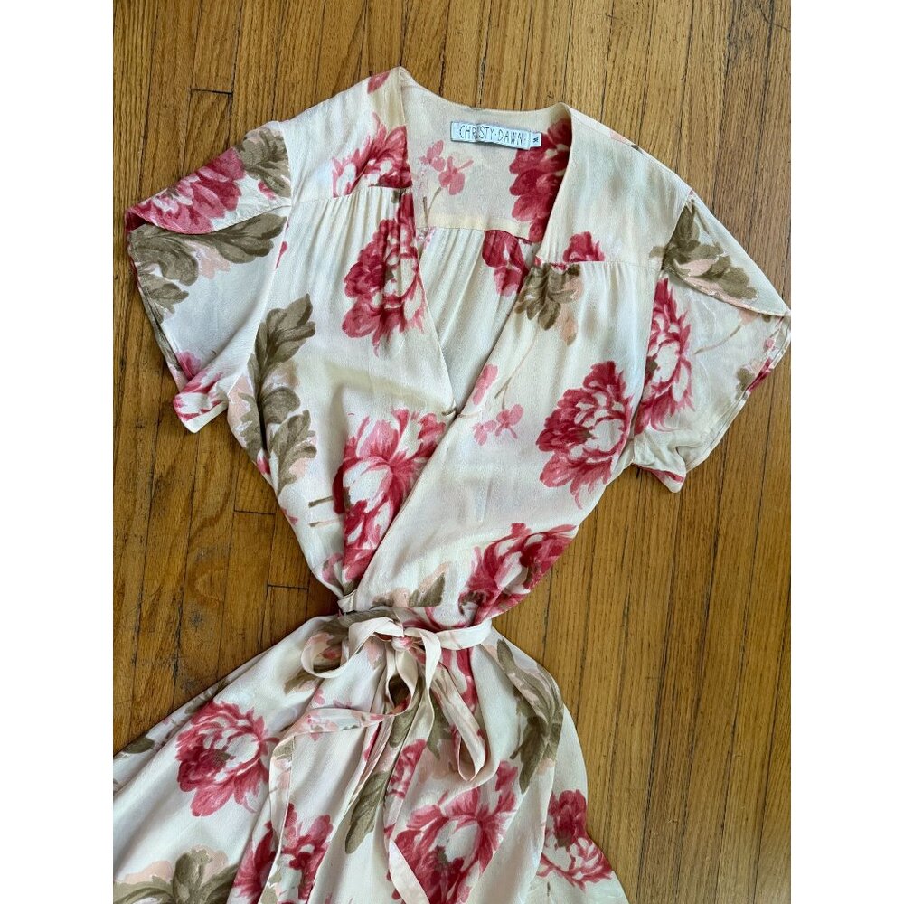 Christy Dawn Autumn Wrap Dress in Deadstock Rose Floral Print – XL, Made in LA - Picture 4 of 8